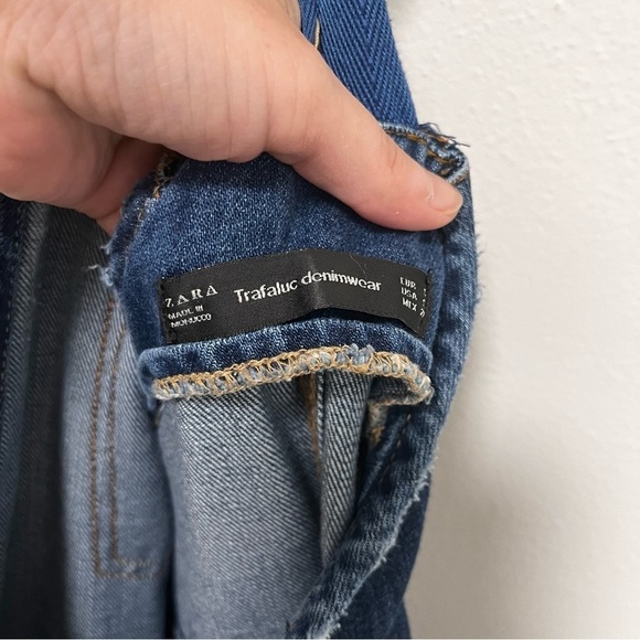 ZARA Trafaluc Denimwear Distressed Straight Leg Overalls Size US Small - Picture 13 of 14